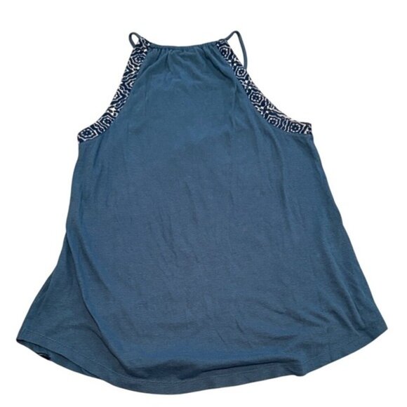 Lucky Brand Teal Blue Floral Embroidered Halter Neck Tank Top Women's M - Picture 5 of 10